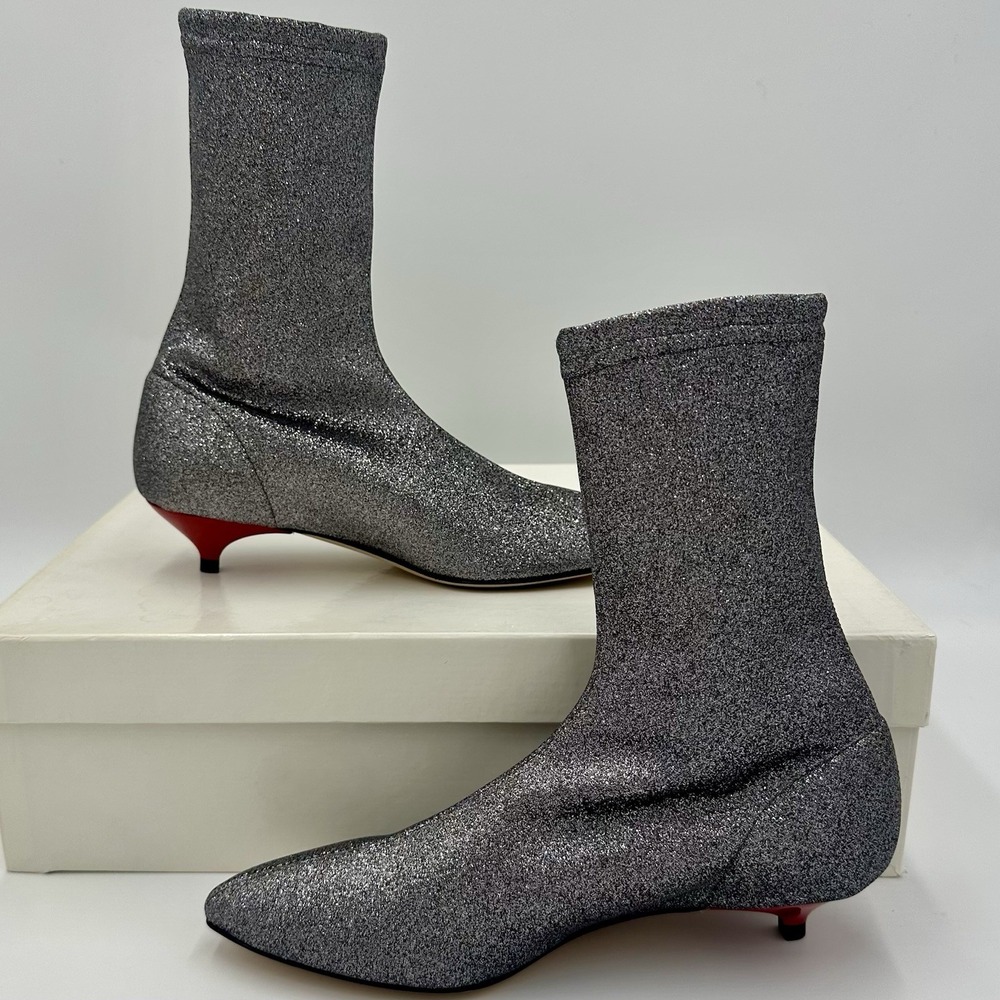 Gia Couture Silver Glitter Ankle Boots Women's Eu 36 U.S. 6 Made In Italy